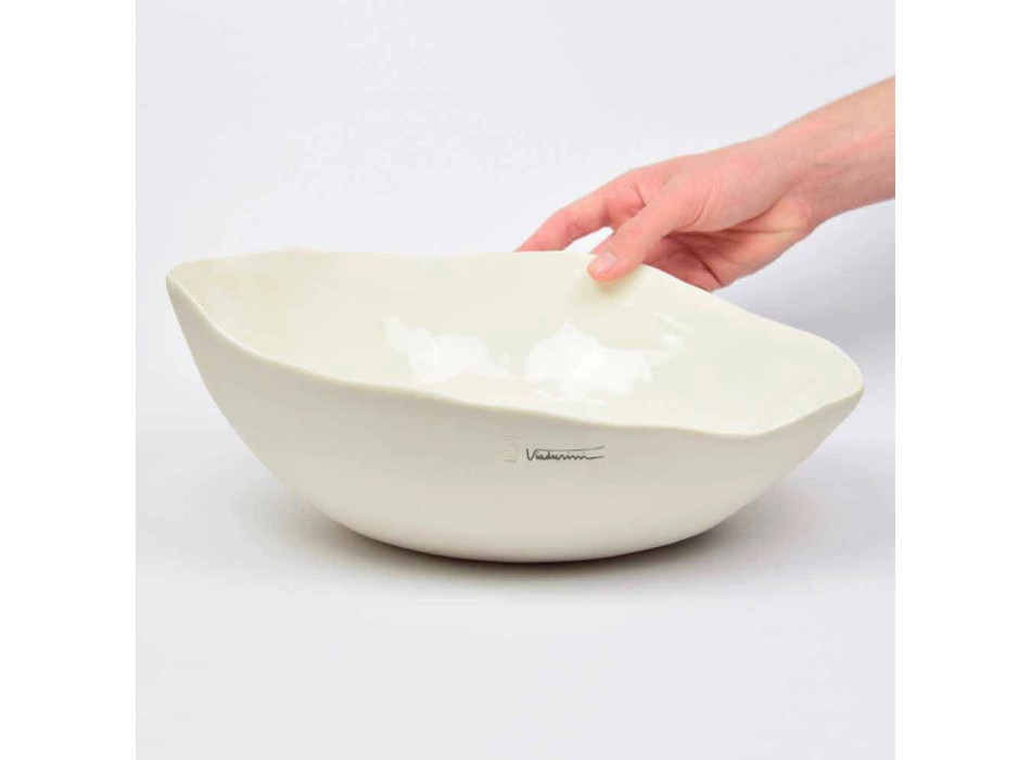 2 ensaladeras de porcelana blanca Piezas únicas de diseño italiano - Arciconcreto Viadurini