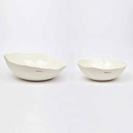 2 ensaladeras de porcelana blanca Piezas únicas de diseño italiano - Arciconcreto Viadurini