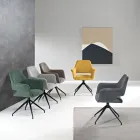 2 sillones giratorios de 180° tapizados en tela y con estructura metálica - Ivana Viadurini