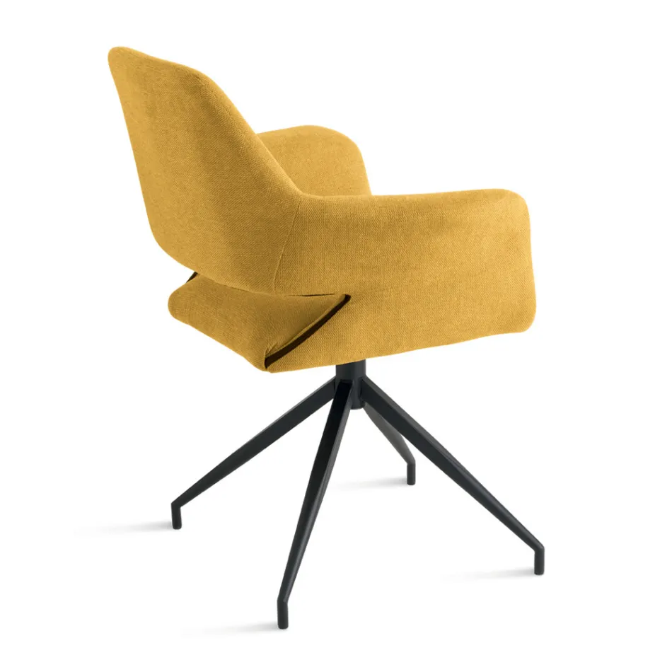 2 sillones giratorios de 180° tapizados en tela y con estructura metálica - Ivana Viadurini