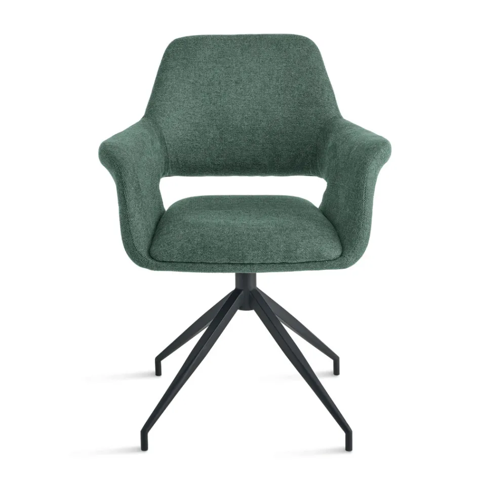 2 sillones giratorios de 180° tapizados en tela y con estructura metálica - Ivana Viadurini