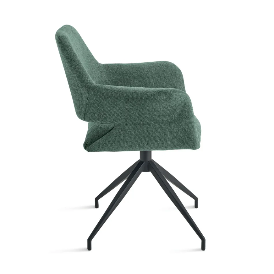 2 sillones giratorios de 180° tapizados en tela y con estructura metálica - Ivana Viadurini