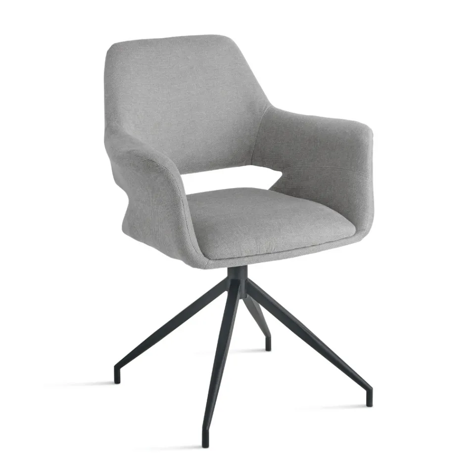 2 sillones giratorios de 180° tapizados en tela y con estructura metálica - Ivana Viadurini