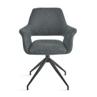 2 sillones giratorios de 180° tapizados en tela y con estructura metálica - Ivana Viadurini