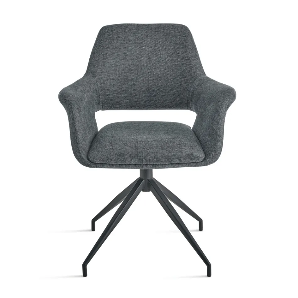 2 sillones giratorios de 180° tapizados en tela y con estructura metálica - Ivana Viadurini