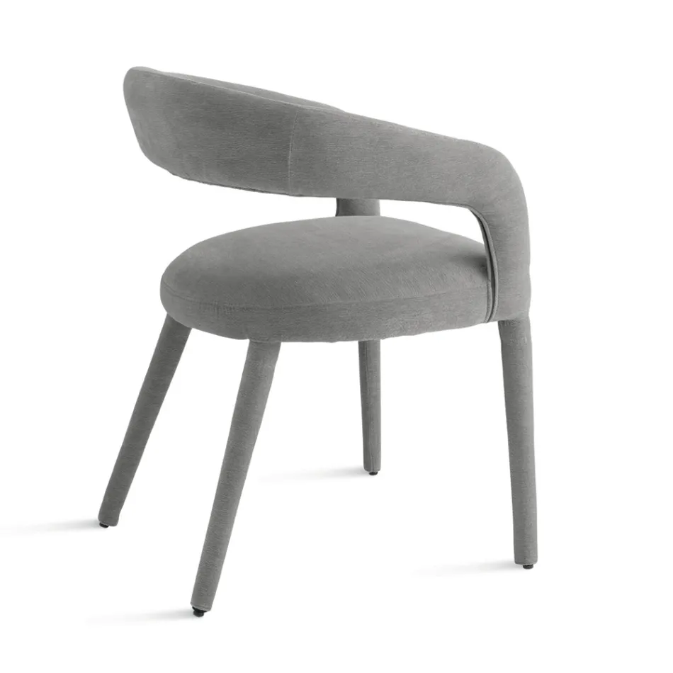 2 sillones tapizados en tela bouclé con estructura revestida - Domenica Viadurini