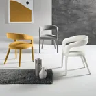 2 sillones tapizados en tela bouclé con estructura revestida - Domenica Viadurini