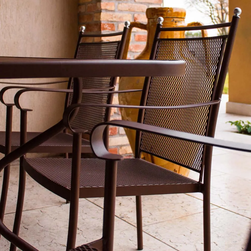 2 sillones de jardín de metal de diseño clásico fabricados en Italia - Solis Viadurini