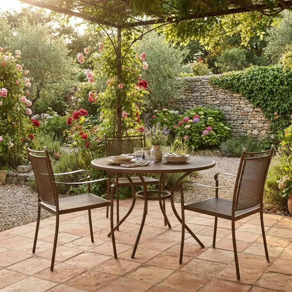 2 sillones de jardín de metal de diseño clásico fabricados en Italia - Solis Viadurini