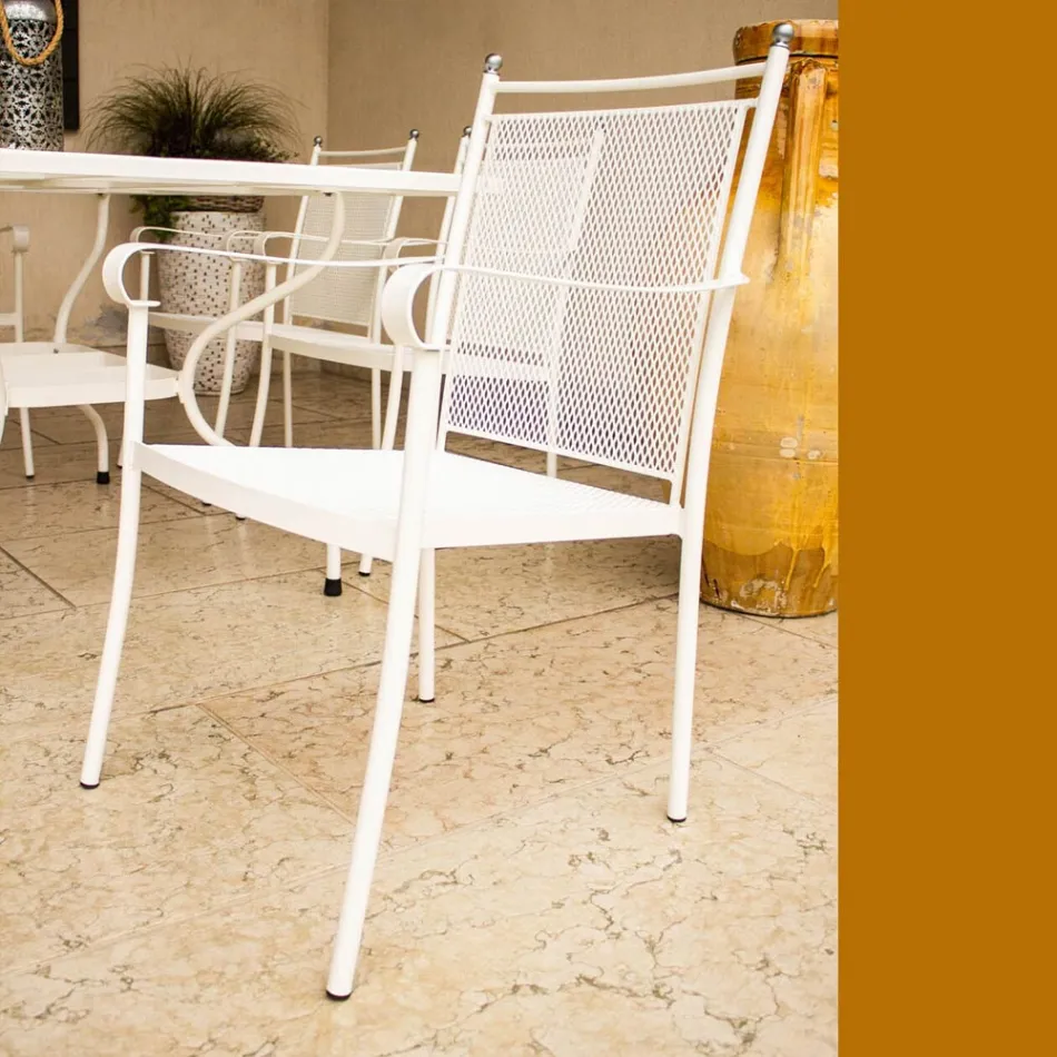 2 sillones de jardín de metal de diseño clásico fabricados en Italia - Solis Viadurini