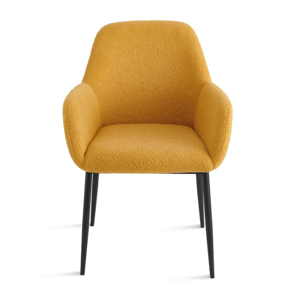 2 sillones de tela bouclé en diferentes colores y estructura metálica - Teodora Viadurini