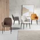 2 sillones de tela bouclé en diferentes colores y estructura metálica - Teodora Viadurini