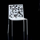 2 sillas de metal blanco tallado con láser de diseño moderno - Patatix Viadurini
