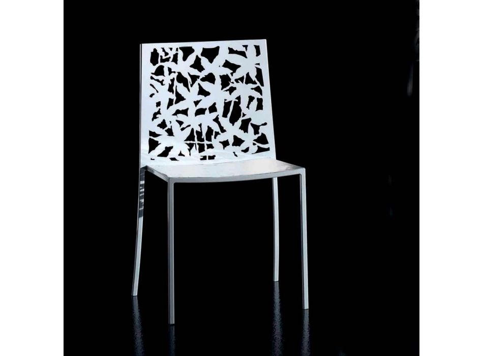 2 sillas de metal blanco tallado con láser de diseño moderno - Patatix Viadurini