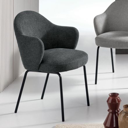 2 sillas de tela con asiento de muelles y estructura metálica - Alighieri Viadurini