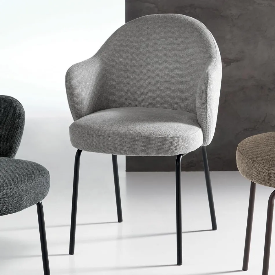 2 sillas de tela con asiento de muelles y estructura metálica - Alighieri Viadurini