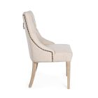 2 sillas modernas de lino con estructura de madera de roble Homemotion - Barna Viadurini