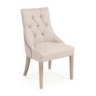 2 sillas modernas de lino con estructura de madera de roble Homemotion - Barna Viadurini