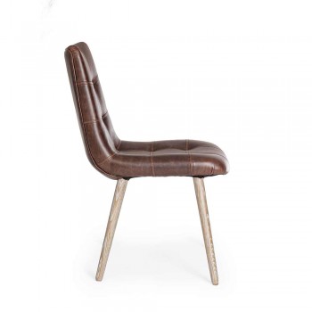 2 sillas modernas de estilo industrial cubiertas en polipiel Homemotion - Riella