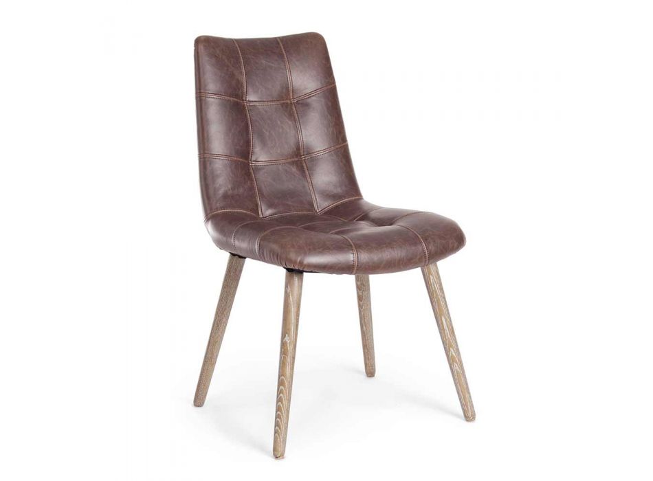 2 sillas modernas de estilo industrial cubiertas en polipiel Homemotion - Riella