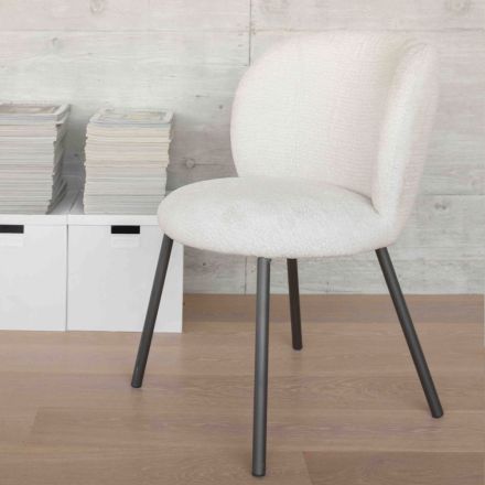 2 sillas de metal grafito con asiento de tela Bliss - Lunea Viadurini