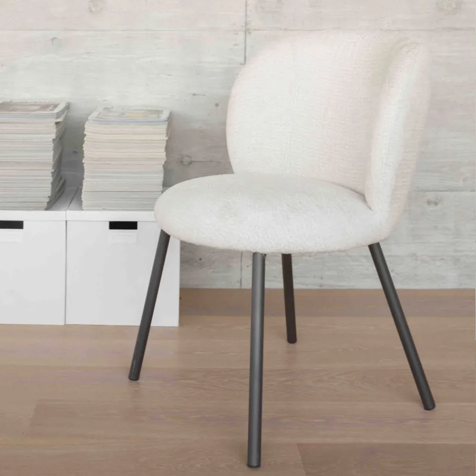 2 sillas de metal grafito con asiento de tela Bliss - Lunea Viadurini