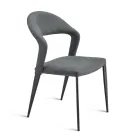 2 sillas tapizadas en piel sintética de color y base de metal pintado - Boccaccio Viadurini