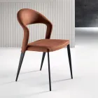 2 sillas tapizadas en piel sintética de color y base de metal pintado - Boccaccio Viadurini