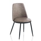 2 sillas de comedor modernas en cuero sintético y metal negro mate - Frizzi Viadurini