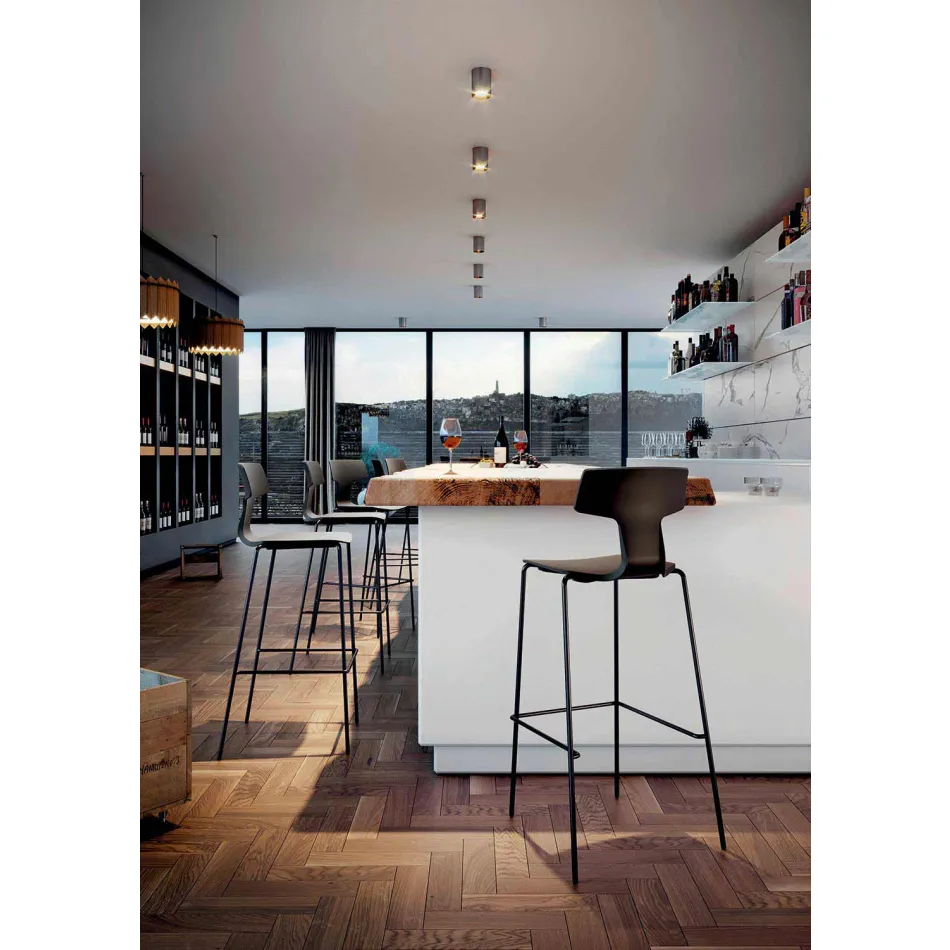 2 Taburetes de bar apilables en metal y polipropileno Made in Italy - Arlette Viadurini