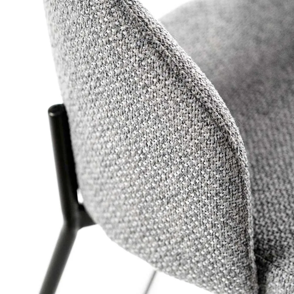 2 Taburetes de Interior con Asiento y Respaldo de Tela y Patas de Metal - Playa Viadurini