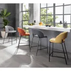 2 Taburetes de Interior con Asiento y Respaldo de Tela y Patas de Metal - Playa Viadurini