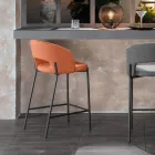 2 Taburetes de Interior con Asiento y Respaldo de Tela y Patas de Metal - Playa Viadurini