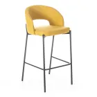 2 Taburetes de Interior con Asiento y Respaldo de Tela y Patas de Metal - Playa Viadurini