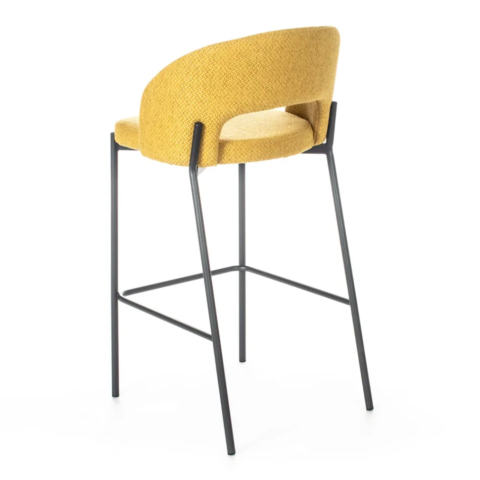 2 Taburetes de Interior con Asiento y Respaldo de Tela y Patas de Metal - Playa Viadurini