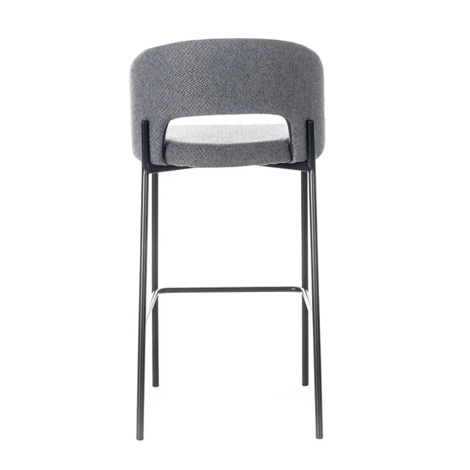 2 Taburetes de Interior con Asiento y Respaldo de Tela y Patas de Metal - Playa Viadurini