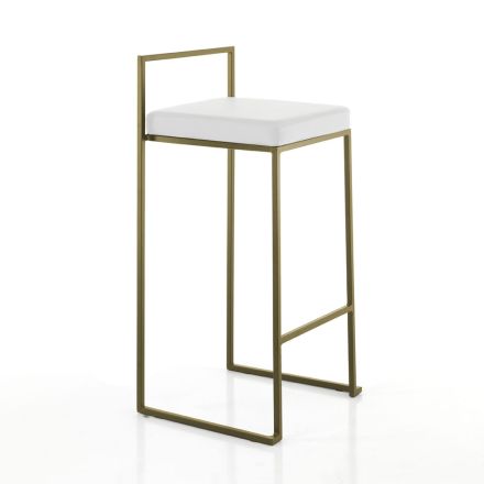 2 Taburetes de Salón con Asiento de Piel Sintética - Afnio Viadurini