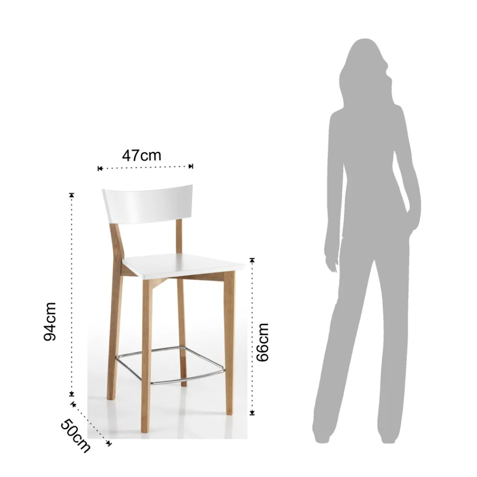 2 taburetes de salón de madera maciza - Plata Viadurini
