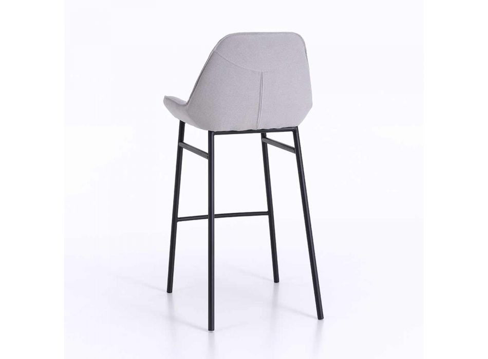 2 taburetes modernos de metal con asiento de microfibra o piel sintética - Bellino Viadurini