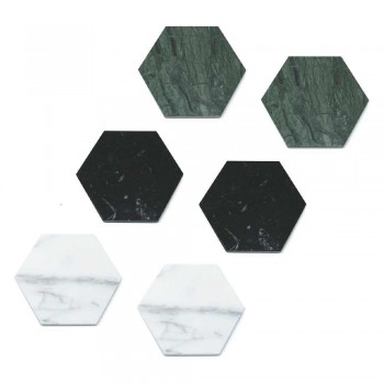 2 Posavasos Hexagonales en Mármol Blanco, Negro o Verde Hecho en Italia - Paulo