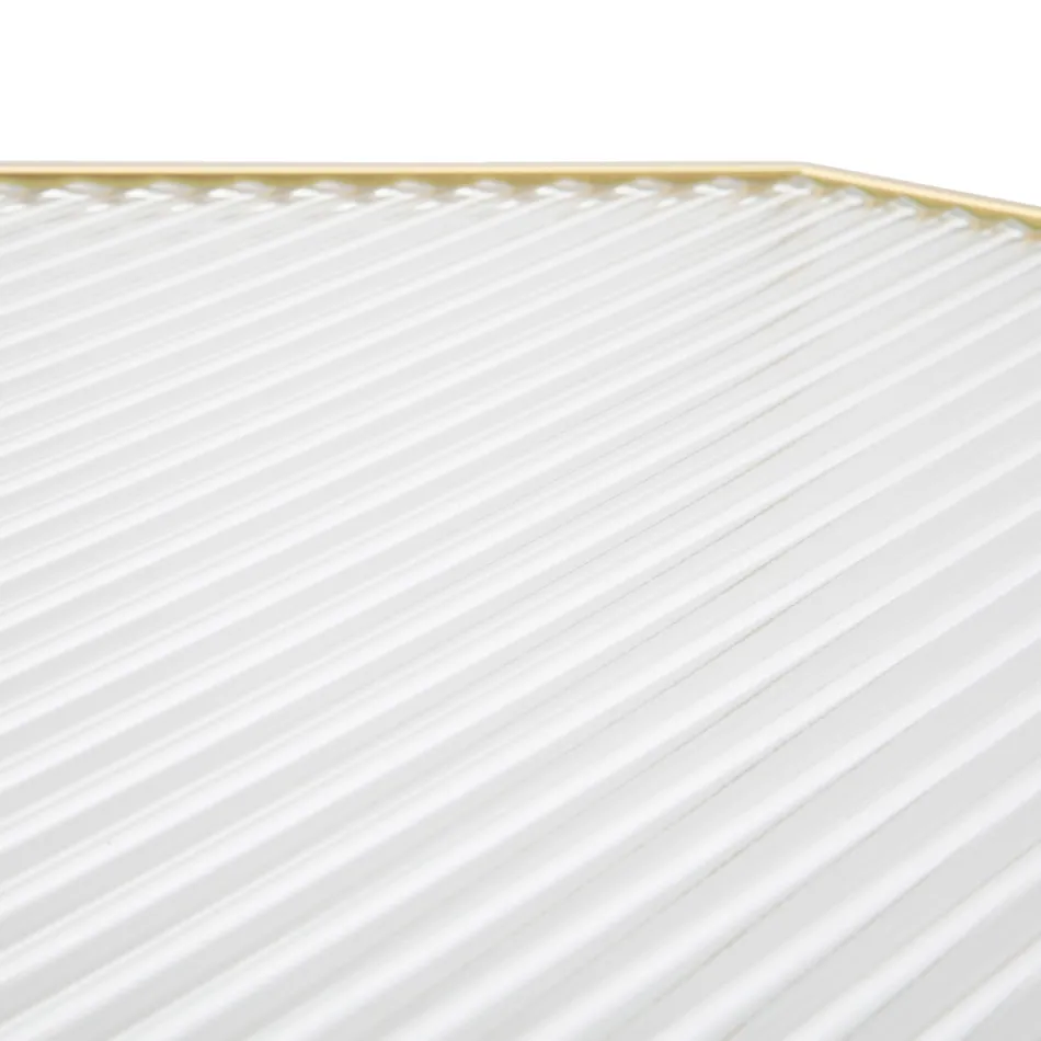 2 Mesas telefónicas en hierro dorado y tapa de cristal - Papa Viadurini