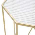 2 Mesas telefónicas en hierro dorado y tapa de cristal - Papa Viadurini