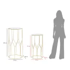 2 Mesas telefónicas en hierro dorado y tapa de cristal - Papa Viadurini