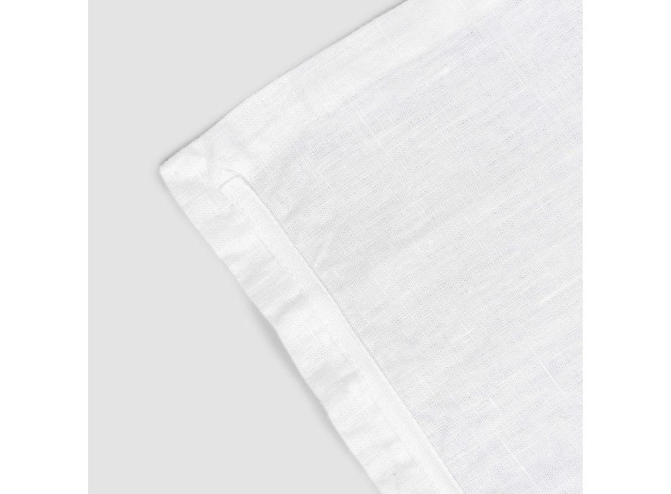 2 manteles individuales de puro lino blanco con estructura o encaje Made in Italy - Davincino Viadurini