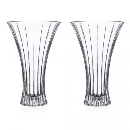 2 jarrones de decoración de diseño en lujo decorado con cristal ecológico transparente - Senzatempo Viadurini