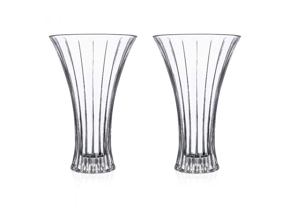 2 jarrones de decoración de diseño en lujo decorado con cristal ecológico transparente - Senzatempo Viadurini
