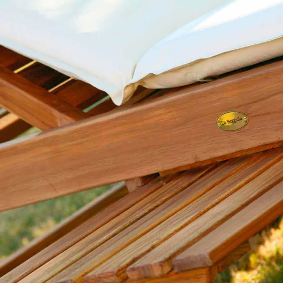 Tumbona ajustable de teca real Viadurini