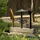 3 herramientas de jardinería de metal con base de madera Made in Italy - Jardín Viadurini