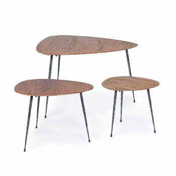 3 mesas de centro modernas con tapa de madera de mango Homemotion - Kalidi
