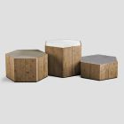 3 mesas de centro de madera maciza con tapa de porcelana Grès Made in Italy - Moka Viadurini